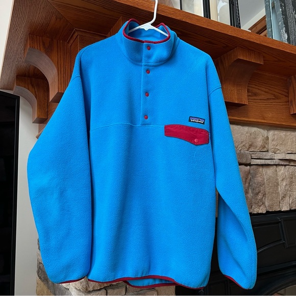 Patagonia Synchilla Blue Red Fleece Snap-T Pullover L - Picture 2 of 7